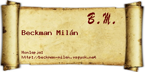 Beckman Milán névjegykártya