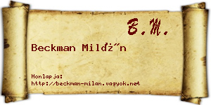 Beckman Milán névjegykártya